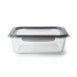 Danny Home 1000ml Rectangular Glass Crisper – Premium 1-Liter Food Storage Container, Airtight Meal Prep Bento Box with Grey PP Lid (BXH04-04)
