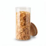 1000ml Tall Cylindrical Glass Storage Canister – Eco-Friendly 1-Liter Pantry Organizer Jar with Airtight Natural Wooden Lid (XF024) - Image 2