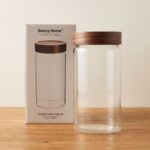 1250ml Borosilicate Glass Food Storage Jar – Minimalist Kitchen Canister with Dark Wood Airtight Sealing Lid (1966-90) - Image 3