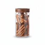 1250ml Borosilicate Glass Food Storage Jar – Minimalist Kitchen Canister with Dark Wood Airtight Sealing Lid (1966-90) - Image 2