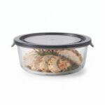 Danny Home 1300ml Round Glass Crisper – Premium Large Capacity Food Storage Container, Airtight Leakproof Meal Prep Bowl with Grey PP Lid (BXH01-05) - Image 2