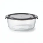 Danny Home 1300ml Round Glass Crisper – Premium Large Capacity Food Storage Container, Airtight Leakproof Meal Prep Bowl with Grey PP Lid (BXH01-05)