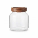 1300ml Borosilicate Glass Food Storage Jar – Minimalist Mid-Sized Pantry Canister with Acacia Wood Airtight Lid (1966-89)