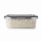 Danny Home 1480ml Large Rectangular Glass Crisper – Premium Family-Sized Food Storage Container, Leakproof Meal Prep Bento Box with Grey PP Lid (BXH04-05) - Image 2