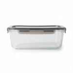 Danny Home 1480ml Large Rectangular Glass Crisper – Premium Family-Sized Food Storage Container, Leakproof Meal Prep Bento Box with Grey PP Lid (BXH04-05)