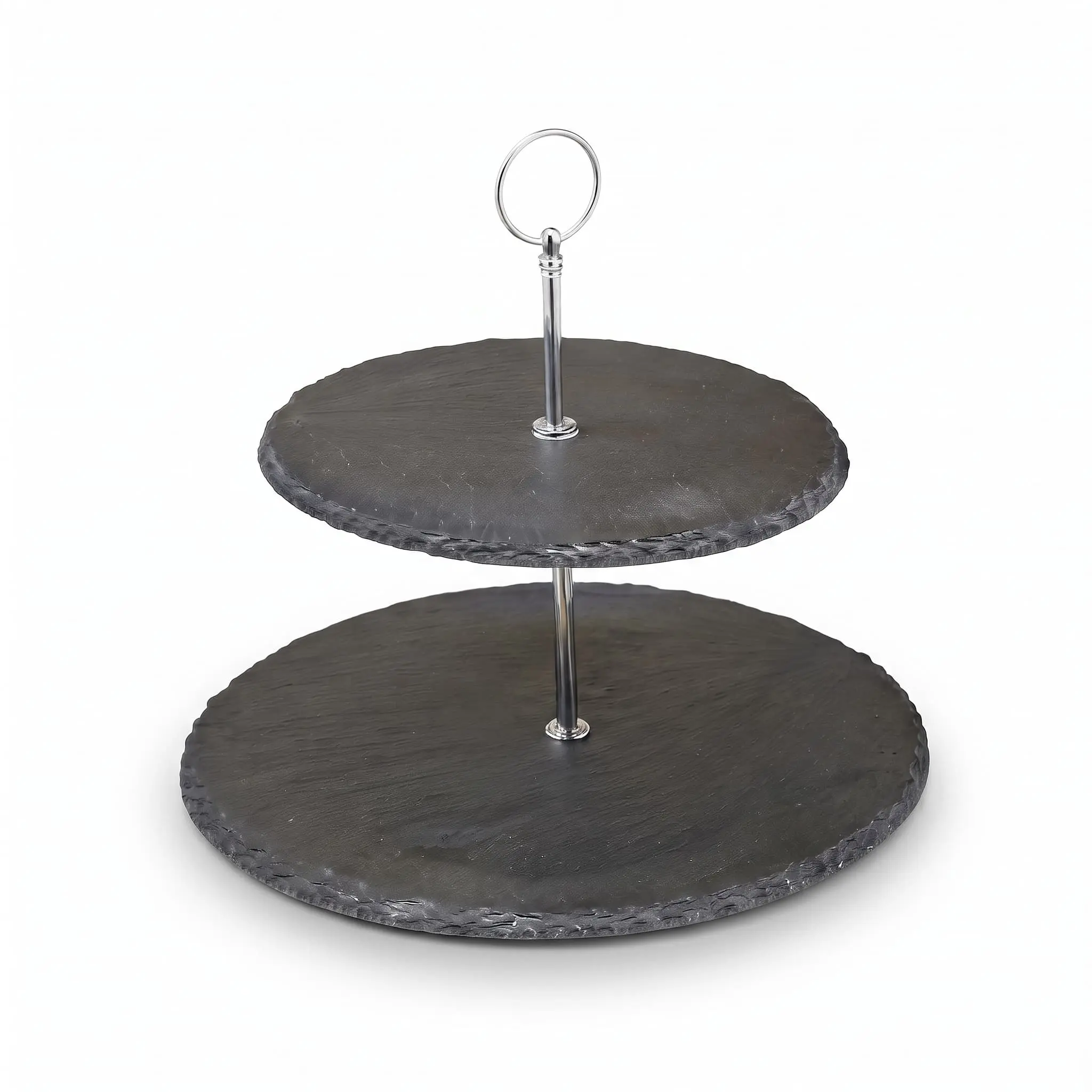 2-Tier-Service-Stone-Tray-3030cm2525cm_Kitchenware_11660_3.webp 2 Tier Round Natural Stone Slate Cake Stand and Afternoon Tea Food Display Platter - CZT44-10 - Image 1