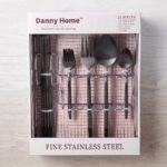 21-Piece Stainless Steel Matte Black Cutlery Set and Flatware Service for 4 with Wire Organizer Basket Holder - ZYB094-21MB - Image 2