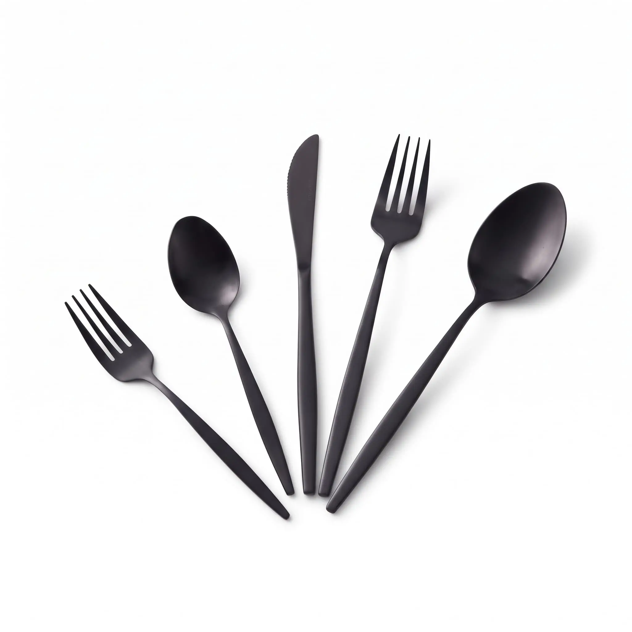 21Pcs-Black-Cutlery-Set-With-Organizer-Basket_Kitchenware_12118_3.webp 21-Piece Stainless Steel Matte Black Cutlery Set and Flatware Service for 4 with Wire Organizer Basket Holder - ZYB094-21MB - Image 1