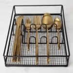 21-Piece Stainless Steel Matte Gold Cutlery Set and Flatware Service for 4 with Wire Organizer Basket Holder - ZYB094-21MG - Image 3