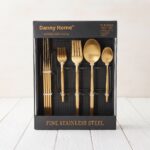 21-Piece Stainless Steel Matte Gold Cutlery Set and Flatware Service for 4 with Wire Organizer Basket Holder - ZYB094-21MG - Image 2