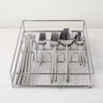 21-Piece Stainless Steel Silver Cutlery Set and Tableware Service for 4 with Wire Organizer Basket Holder - ZYB094-21 - Image 2