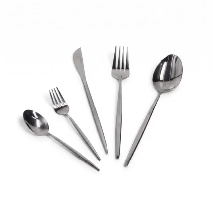 21-Piece Stainless Steel Silver Cutlery Set and Tableware Service for 4 with Wire Organizer Basket Holder - ZYB094-21