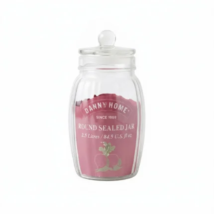 Danny Home 2.5L Clear Glass Storage Jar with Airtight Knob Lid - 1988-197