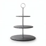 3 Tier Round Natural Stone Slate Cake Stand and Afternoon High Tea Dessert Display Tower - CZT44-13