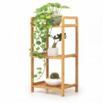 3-tier bamboo plant stand and multi-layer storage shelf made of natural wood.test
