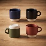 Solid Earth Tone Matte Finish Ceramic Porcelain Coffee Mug with 300ml Capacity and Stackable Interlocking Raw Base - T01-66 - Image 2