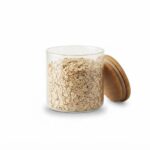 390ml Cylindrical Glass Storage Canister – Eco-Friendly Mini Pantry Organizer Jar with Airtight Natural Wooden Lid (XF021) - Image 2