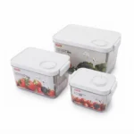 Premium 3-Piece Stackable Clear Food Storage Container Set with Vented Lids (HO-152)