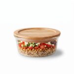 400ml Round Borosilicate Glass Crisper – Eco-Friendly Snack Container with Airtight Silicone Seal Bamboo Lid (BXH011) - Image 2