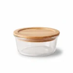 400ml Round Borosilicate Glass Crisper – Eco-Friendly Snack Container with Airtight Silicone Seal Bamboo Lid (BXH011)