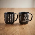 Monochrome Abstract Linear Pattern Ceramic Porcelain Coffee Mug with 450ml Large Capacity and Matte Finish - T01-22 - Image 2
