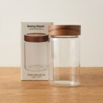 500ml Borosilicate Glass Food Storage Jar – Minimalist Kitchen Canister with Dark Wood Airtight Sealing Lid (1966-95) - Image 3