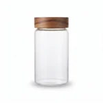 500ml Borosilicate Glass Food Storage Jar – Minimalist Kitchen Canister with Dark Wood Airtight Sealing Lid (1966-95)