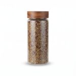 580ml Borosilicate Glass Food Storage Jar – Minimalist Kitchen Canister with Dark Wood Airtight Sealing Lid (1966-94) - Image 2