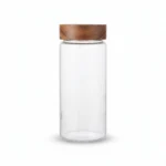 580ml Borosilicate Glass Food Storage Jar – Minimalist Kitchen Canister with Dark Wood Airtight Sealing Lid (1966-94)