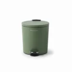 Premium 5L Matte Olive Green Round Foot Pedal Trash Can – Soft-Close Smudge-Proof Waste Basket with Removable Inner Bucket (Model LJT02-5-8)