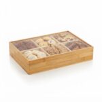 Danny Home 6-Division Rectangular Bamboo Snack Box Platter with Transparent Lid 33.5cm - 2501-11 - Image 2