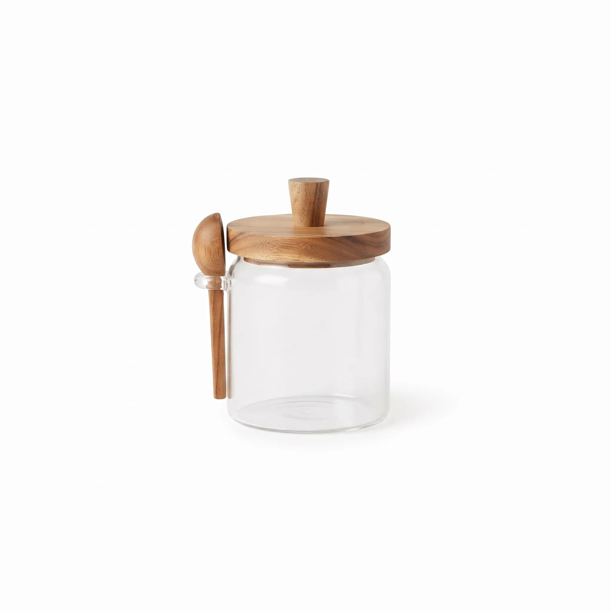 600ml-Glass-storage-jar_Kitchenware_11857_3.webp 600ml Round Borosilicate Glass Storage Canister – Eco-Friendly Pantry Organizer Jar with Airtight Wooden Lid and Spoon (1966-109) - Image 1
