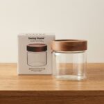 600ml Borosilicate Glass Food Storage Jar – Minimalist Kitchen Canister with Dark Wood Airtight Sealing Lid (1966-92) - Image 3