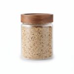 600ml Borosilicate Glass Food Storage Jar – Minimalist Kitchen Canister with Dark Wood Airtight Sealing Lid (1966-92) - Image 2