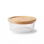620ml Round Borosilicate Glass Crisper – Eco-Friendly Food Storage Container with Airtight Silicone Seal Bamboo Lid (BXH010)