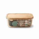 640ml Rectangular Borosilicate Glass Crisper – Eco-Friendly Food Storage Container with Airtight Silicone Seal Bamboo Lid (BXH005)
