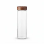 780ml Borosilicate Glass Food Storage Jar – Minimalist Kitchen Canister with Dark Wood Airtight Sealing Lid (1966-93)