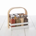 9-Piece Square Glass Spice Jar Set with Shaker Lids and Wooden Carrying Rack Holder - SG001-1 - Image 2
