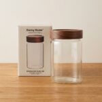 900ml Borosilicate Glass Food Storage Jar – Minimalist Kitchen Canister with Dark Wood Airtight Sealing Lid (1966-91) - Image 3