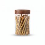 900ml Borosilicate Glass Food Storage Jar – Minimalist Kitchen Canister with Dark Wood Airtight Sealing Lid (1966-91) - Image 2
