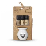 Soothing Lavender Herbal Home Fragrance Aroma Set with Three 10ml Concentrated Oils and Heart Vent Ceramic Tealight Burner - AT10-04