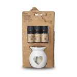 Classic Vanilla Home Fragrance Aroma Set with Three 10ml Concentrated Oils and Heart Design Ceramic Tealight Burner - AT10-02
