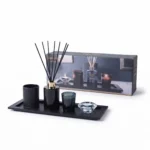 Black Tobacco Luxury Aromatherapy Home Fragrance Gift Set with Diffuser Candles and Rectangular Serving Tray 13-Piece - AT08-01