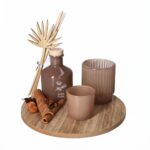 White Peony Floral Aromatherapy Home Fragrance Gift Set with Diffuser Candles and Round Wooden Display Plate 14-Piece - AT15-01 - Image 3
