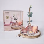 White Peony Floral Aromatherapy Home Fragrance Gift Set with 100ml Diffuser Candles and Round Wooden Display Plate 15-Piece - AT14-01 - Image 3