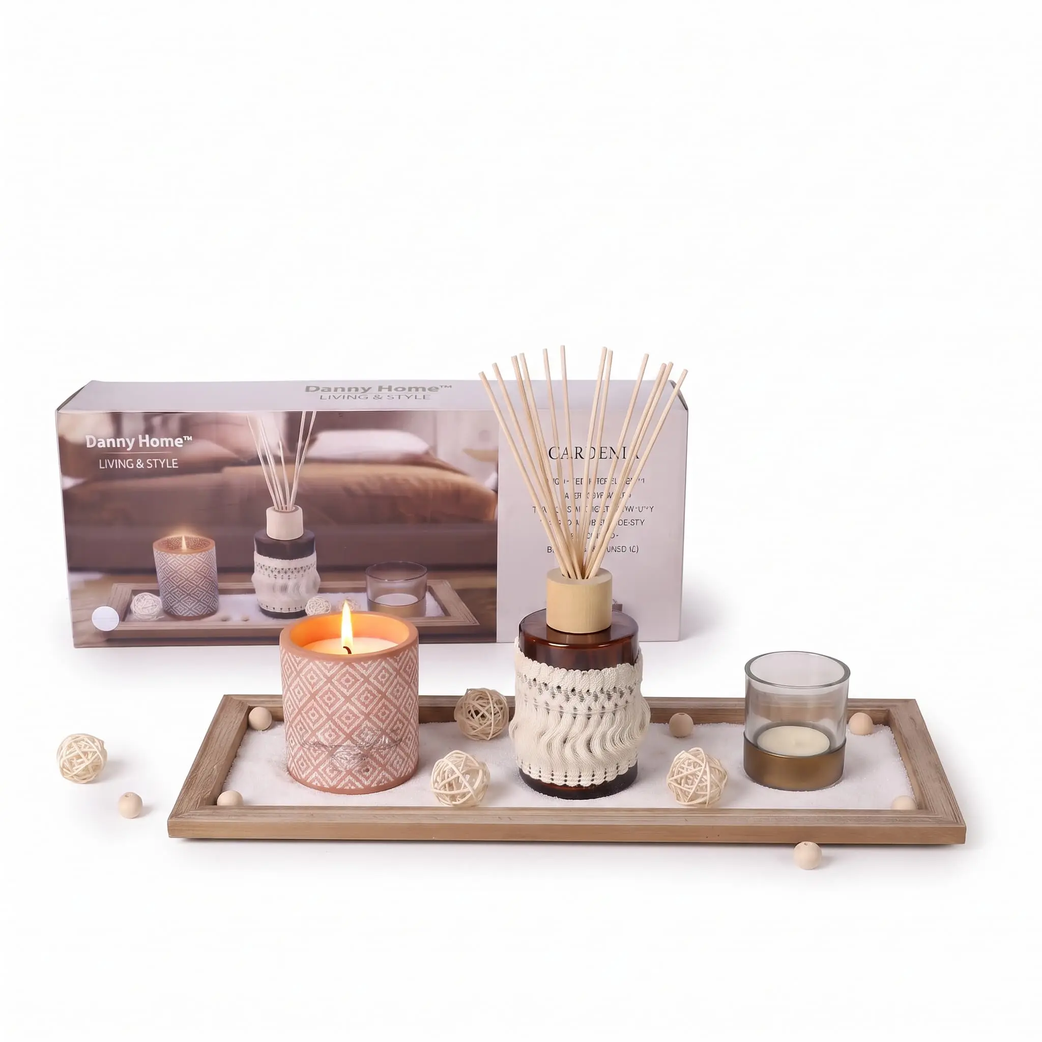 Aromatherapy-Fragrance-Set-20pcs-Gardenia_Home-Deco_15056_3.webp Gardenia Blossoms Luxury Aromatherapy Home Fragrance Set with Diffuser Candle and Wooden Serving Tray 20-Piece - AT09-01 - Image 1