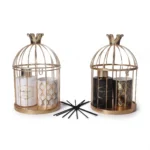 Luxury Home Fragrance Aromatherapy Gift Set with 100ml Reed Diffuser 100g Scented Candle and Decorative Gold Birdcage Display Stand - AT20-23