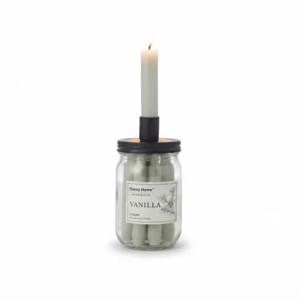 Vanilla Warming Aromatherapy Taper Candles Jar and Integrated Holder Set 5-Piece 35g - AT18-01