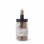Sandalwood Earthy Aromatherapy Taper Candles Jar and Integrated Holder Set 5-Piece - AT18-03