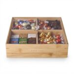 Danny Home 4-Compartment Square Bamboo Snack Box with Transparent Lid 23cm - 2501-10 - Image 2